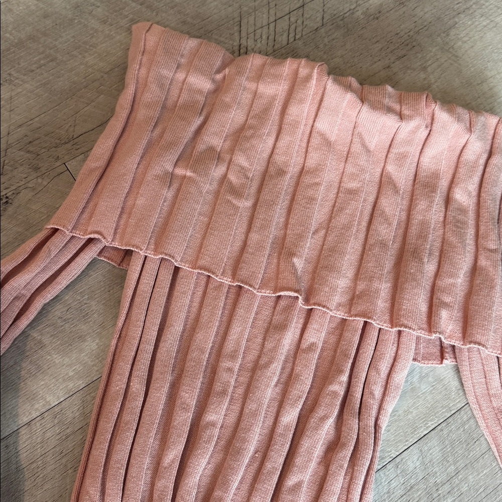 Zara Pink Ribbed Off-Shoulder Top - Picture 2 of 3
